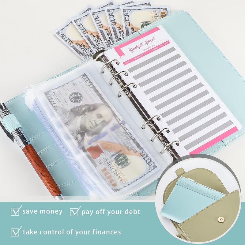 NICOOTHBudget Binder Cash Envelopes A6 Money Saving Binder with Zipper envelopes (Navy Blue) - Image 5